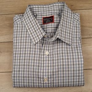UNTUCKIT Wrinkle Free Blue‎ White Plaid Cotton Large Mens Long Sleeve Shirt